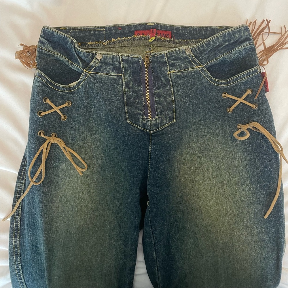 Low rise Y2k vintage jeans fringe
